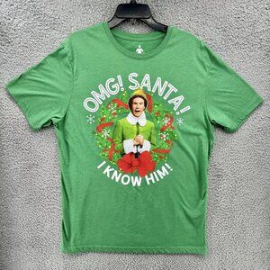 Elf Movie Shirt Mens Large Green OMG Santa I Know Him Christmas Holiday Size XXL